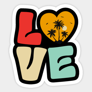 Vintage Retro Style Summer Surfing Beach Plam Tree Love Sticker